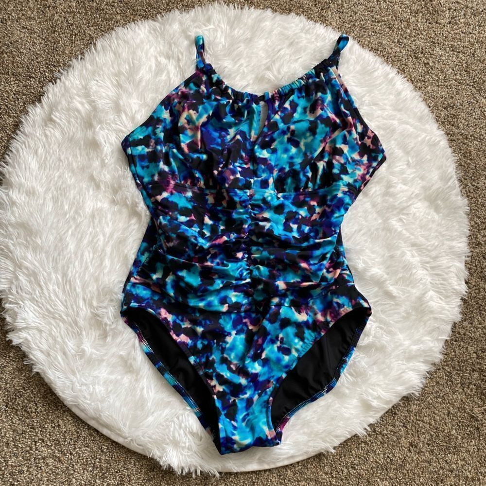 Magicsuit Swimsuit One Piece Blue Black  Women’s Size 14‎